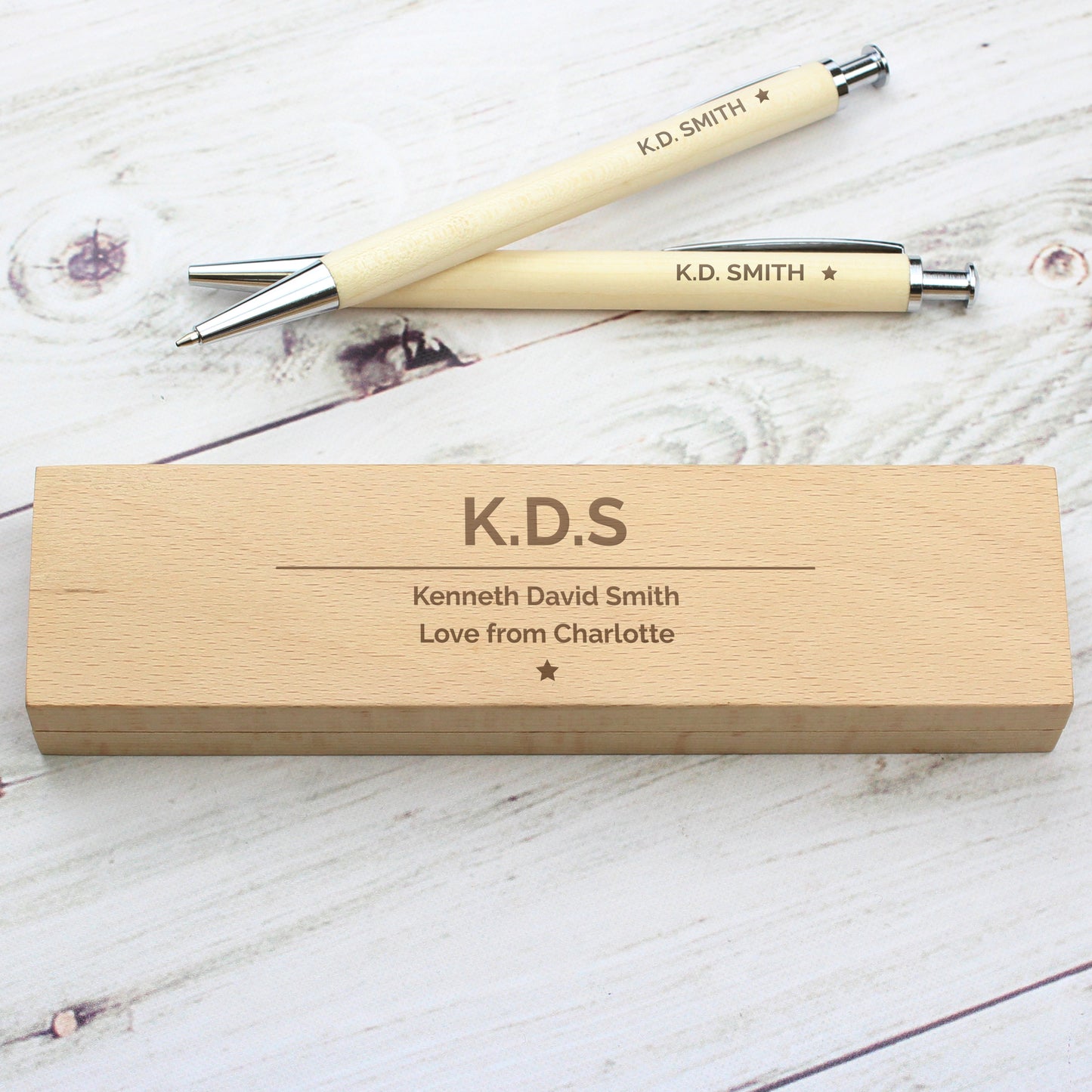 Personalised Classic Wooden Pen & Pencil Box Set - Personalise It!