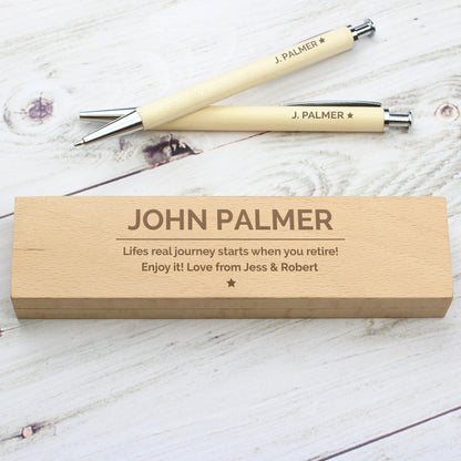 Personalised Classic Wooden Pen & Pencil Box Set - Personalise It!