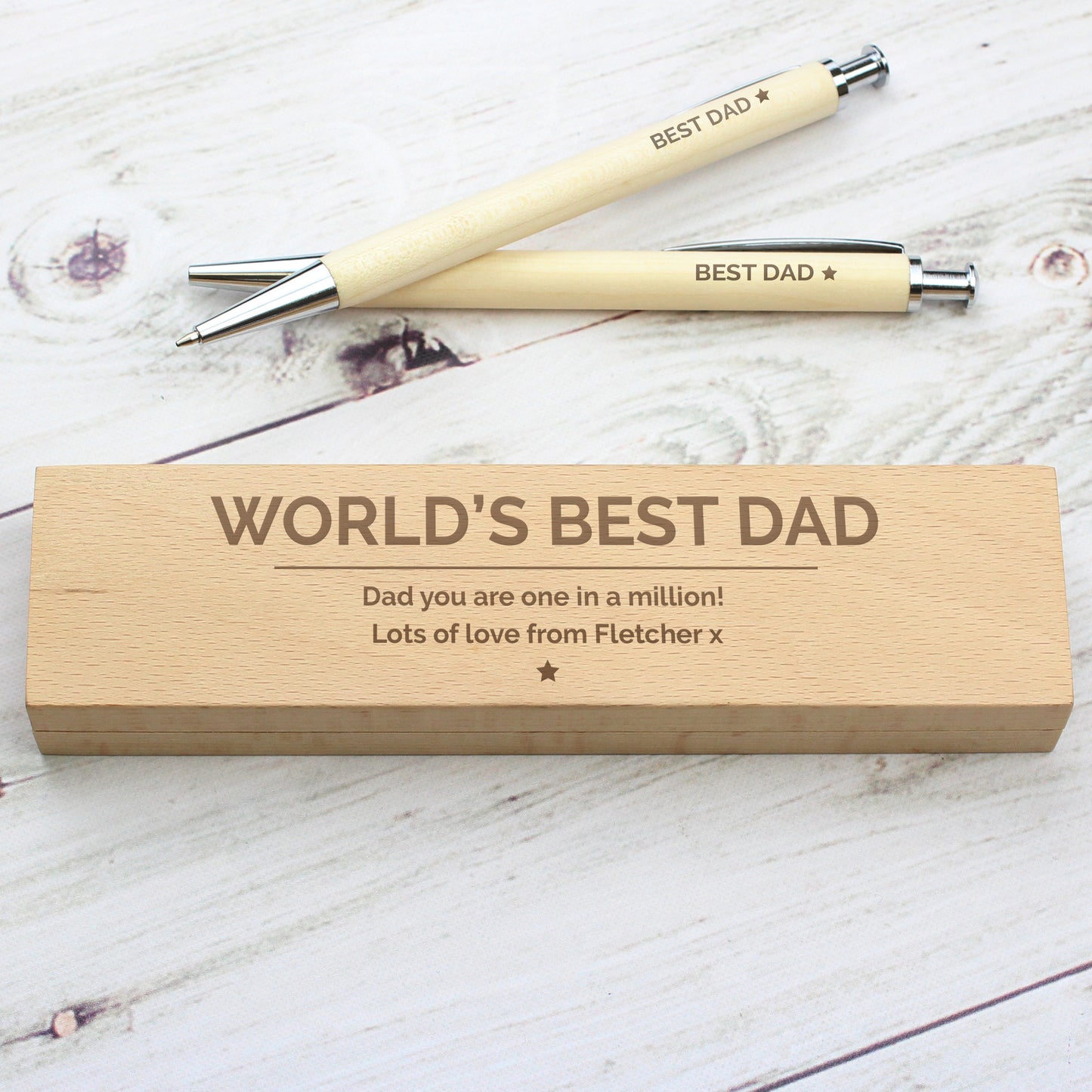 Personalised Classic Wooden Pen & Pencil Box Set - Personalise It!