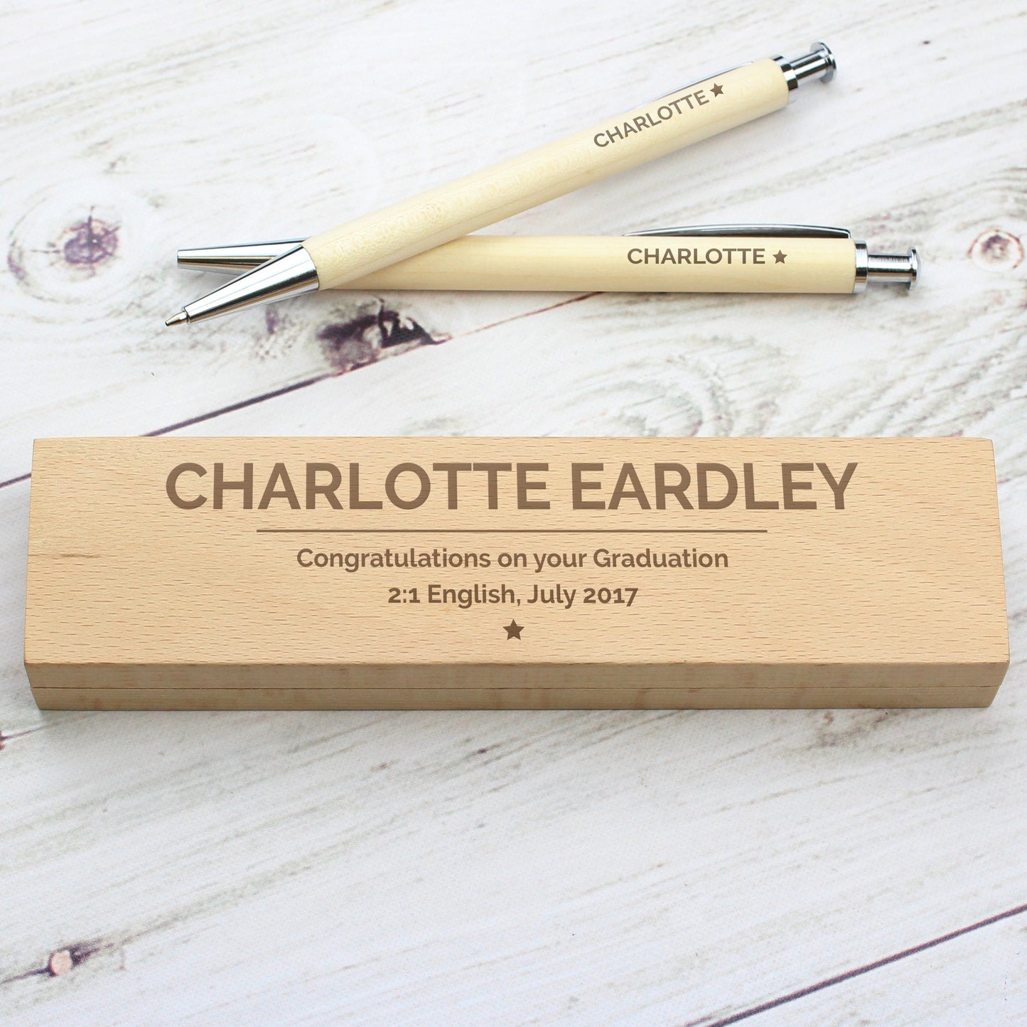 Personalised Classic Wooden Pen & Pencil Box Set - Personalise It!