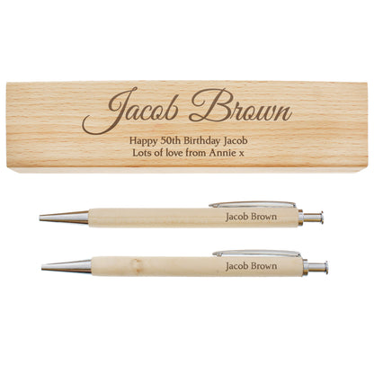 Personalised Any Message Wooden Pen & Pencil Box Set - Personalise It!