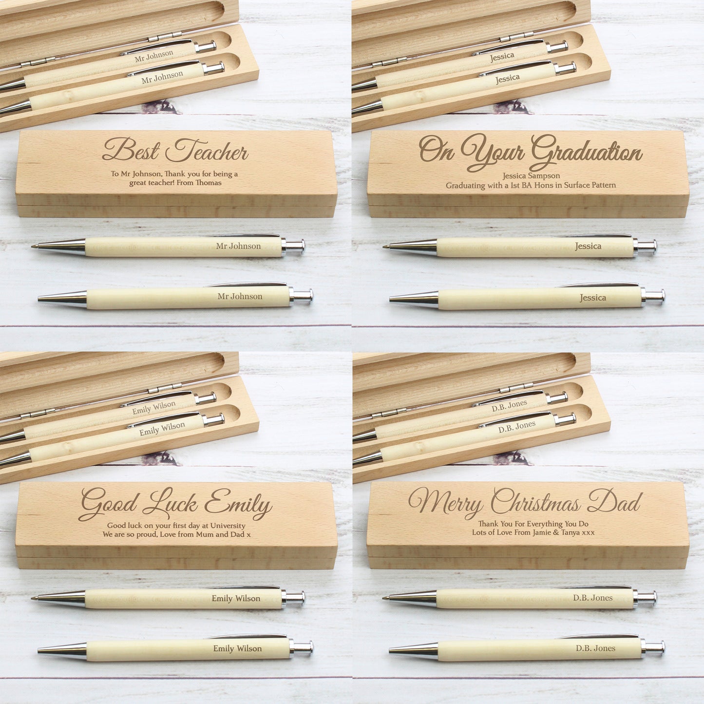 Personalised Any Message Wooden Pen & Pencil Box Set - Personalise It!