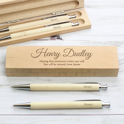 Personalised Any Message Wooden Pen & Pencil Box Set - Personalise It!
