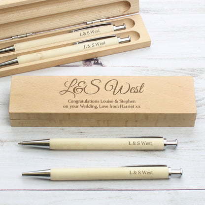 Personalised Any Message Wooden Pen & Pencil Box Set - Personalise It!