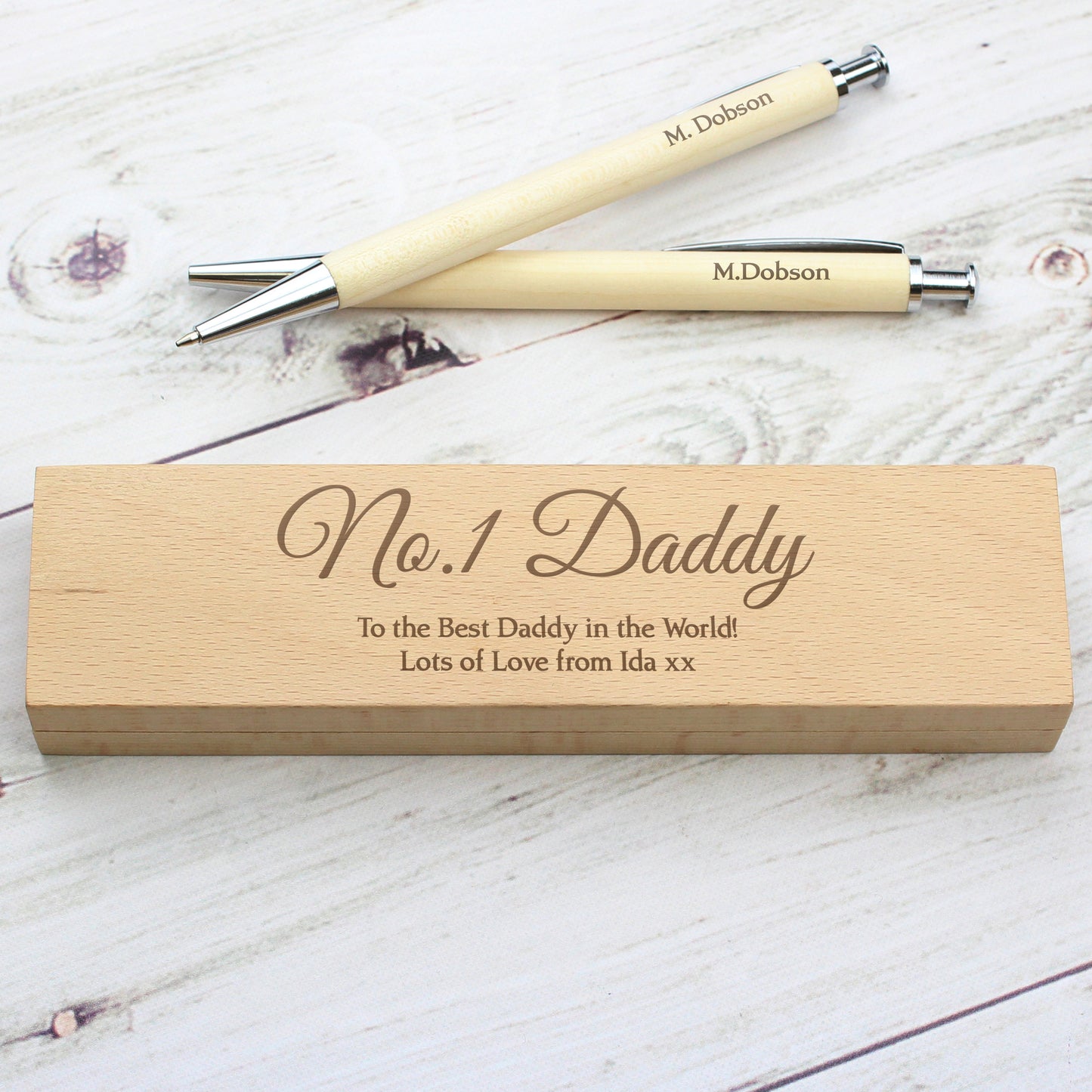 Personalised Any Message Wooden Pen & Pencil Box Set - Personalise It!