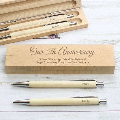 Personalised Any Message Wooden Pen & Pencil Box Set - Personalise It!