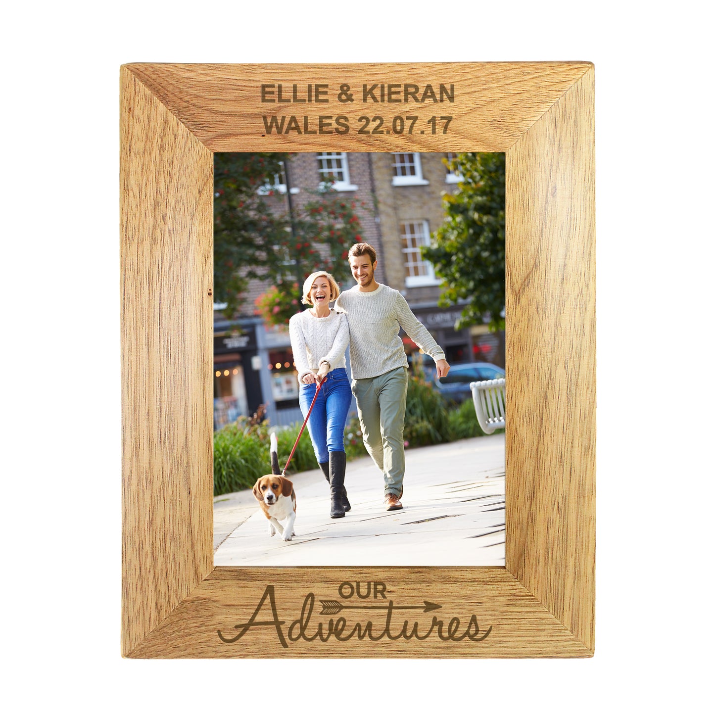 Personalised Our Adventures 5x7 Wooden Photo Frame - Personalise It!