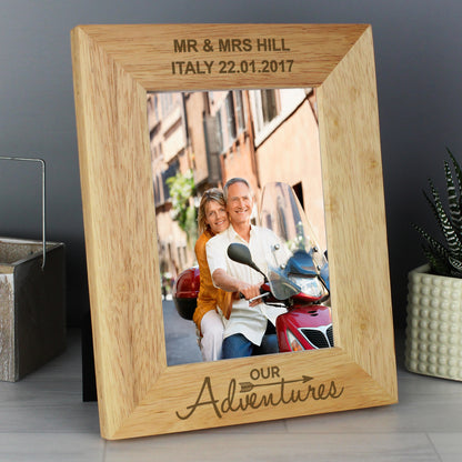 Personalised Our Adventures 5x7 Wooden Photo Frame - Personalise It!