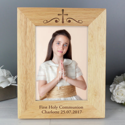 Personalised Religious Swirl 5x7 Wooden Photo Frame - Personalise It!