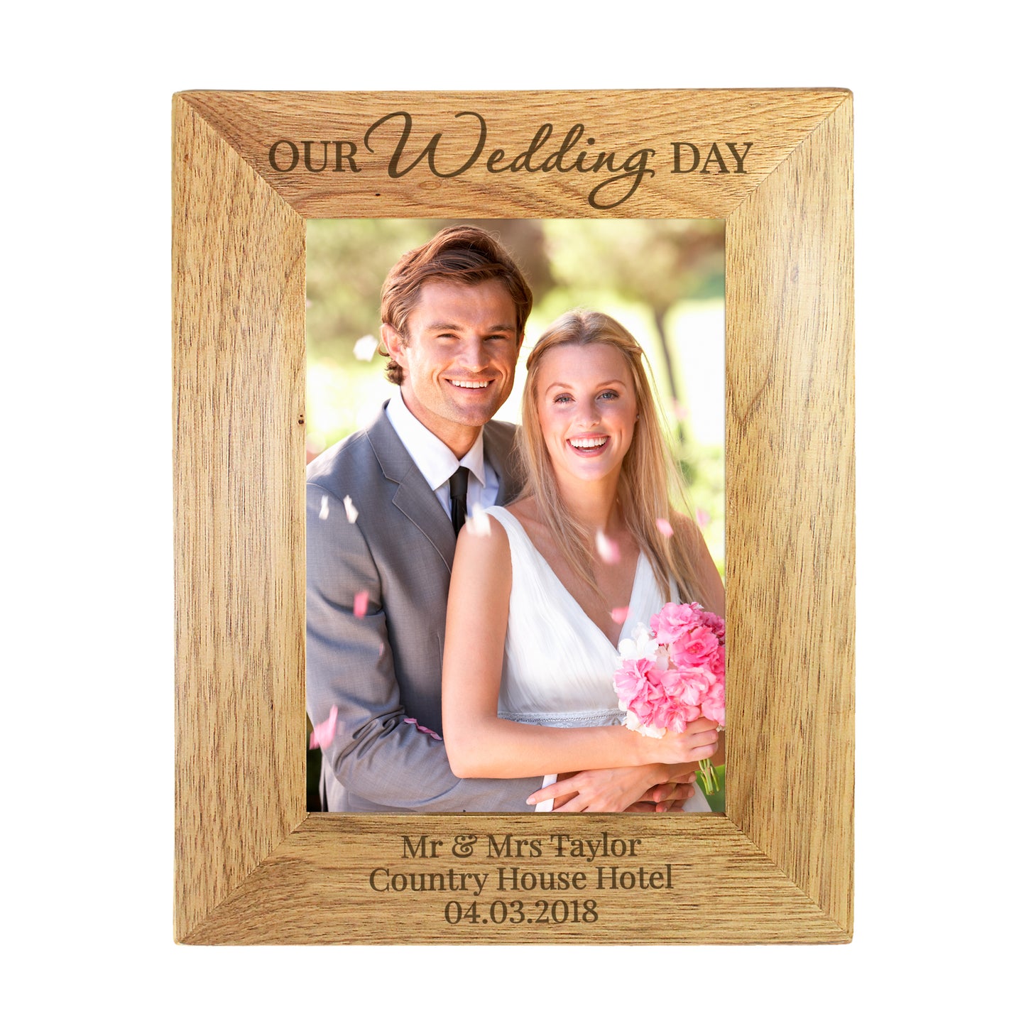 Personalised 'Our Wedding Day' 5x7 Wooden Photo Frame - Personalise It!