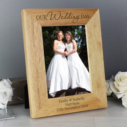 Personalised 'Our Wedding Day' 5x7 Wooden Photo Frame - Personalise It!