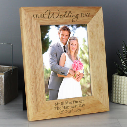 Personalised 'Our Wedding Day' 5x7 Wooden Photo Frame - Personalise It!