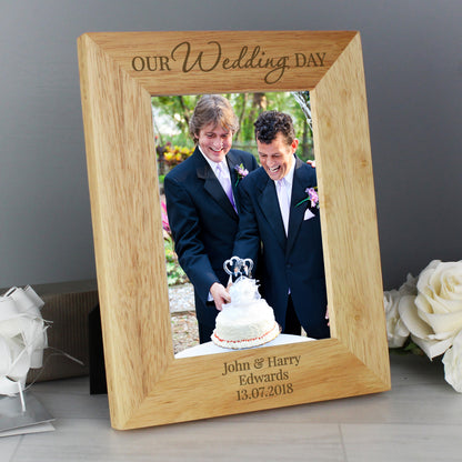 Personalised 'Our Wedding Day' 5x7 Wooden Photo Frame - Personalise It!