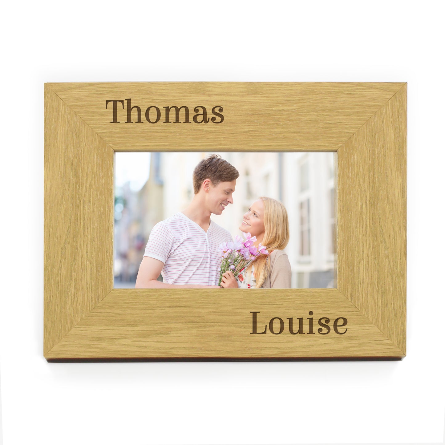 Personalised Couples 6x4 Oak Finish Photo Frame - Personalise It!