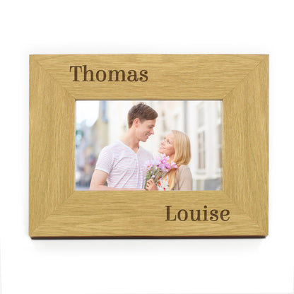Personalised Couples 6x4 Oak Finish Photo Frame - Personalise It!