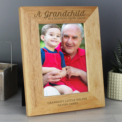Personalised 'A Grandchild is a Blessing' 5x7 Wooden Photo Frame - Personalise It!