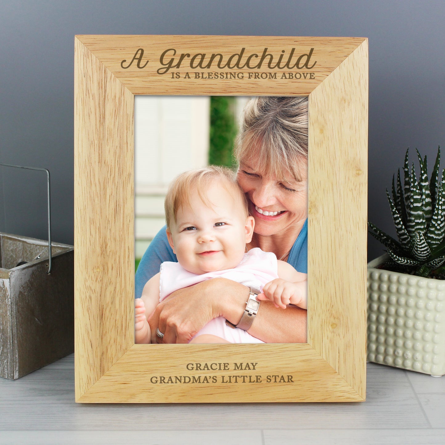 Personalised 'A Grandchild is a Blessing' 5x7 Wooden Photo Frame - Personalise It!