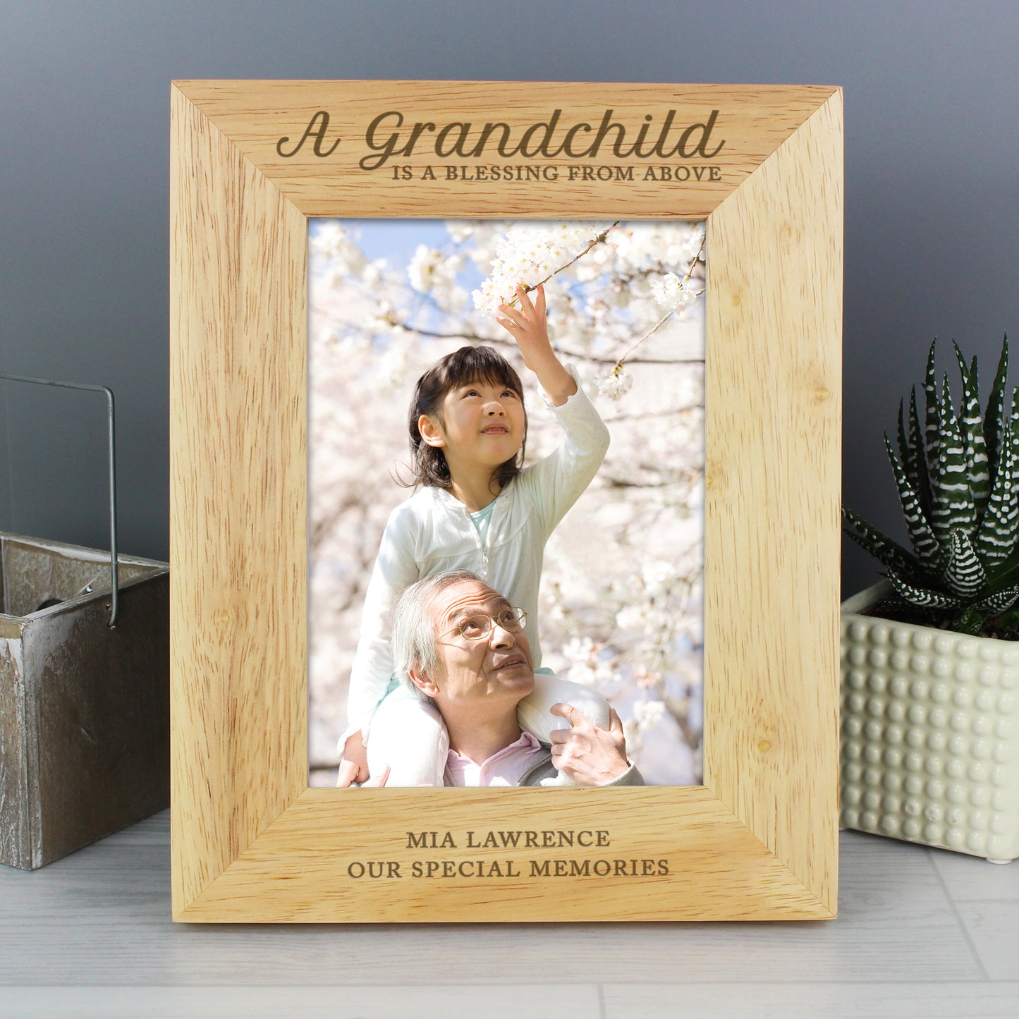 Personalised 'A Grandchild is a Blessing' 5x7 Wooden Photo Frame - Personalise It!