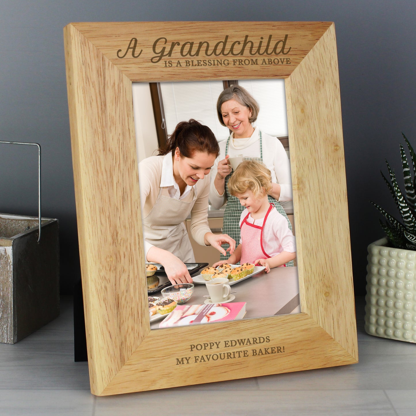 Personalised 'A Grandchild is a Blessing' 5x7 Wooden Photo Frame - Personalise It!