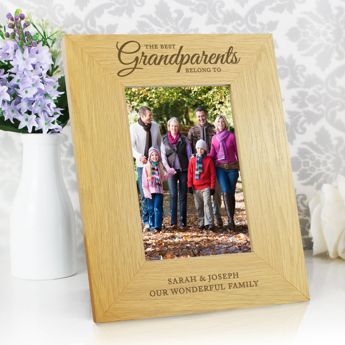 Personalised ""The Best Grandparents"" 4x6 Oak Finish Photo Frame - Personalise It!