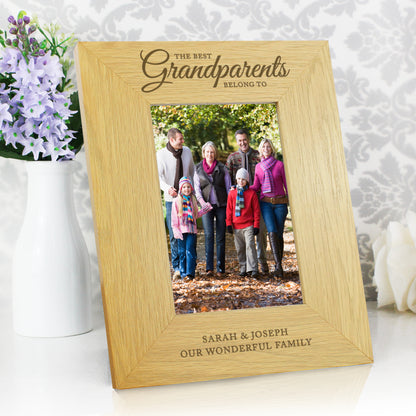 Personalised ""The Best Grandparents"" 4x6 Oak Finish Photo Frame - Personalise It!