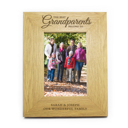 Personalised ""The Best Grandparents"" 4x6 Oak Finish Photo Frame - Personalise It!
