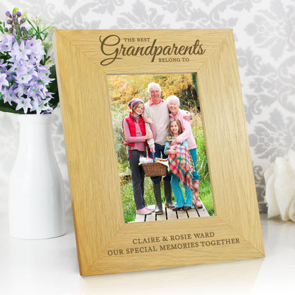 Personalised ""The Best Grandparents"" 4x6 Oak Finish Photo Frame - Personalise It!