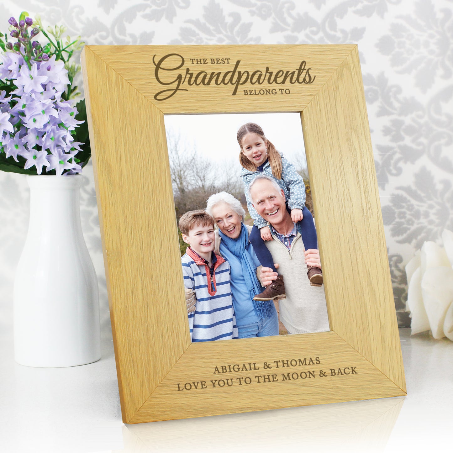 Personalised ""The Best Grandparents"" 4x6 Oak Finish Photo Frame - Personalise It!