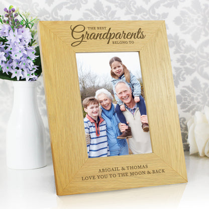 Personalised ""The Best Grandparents"" 4x6 Oak Finish Photo Frame - Personalise It!