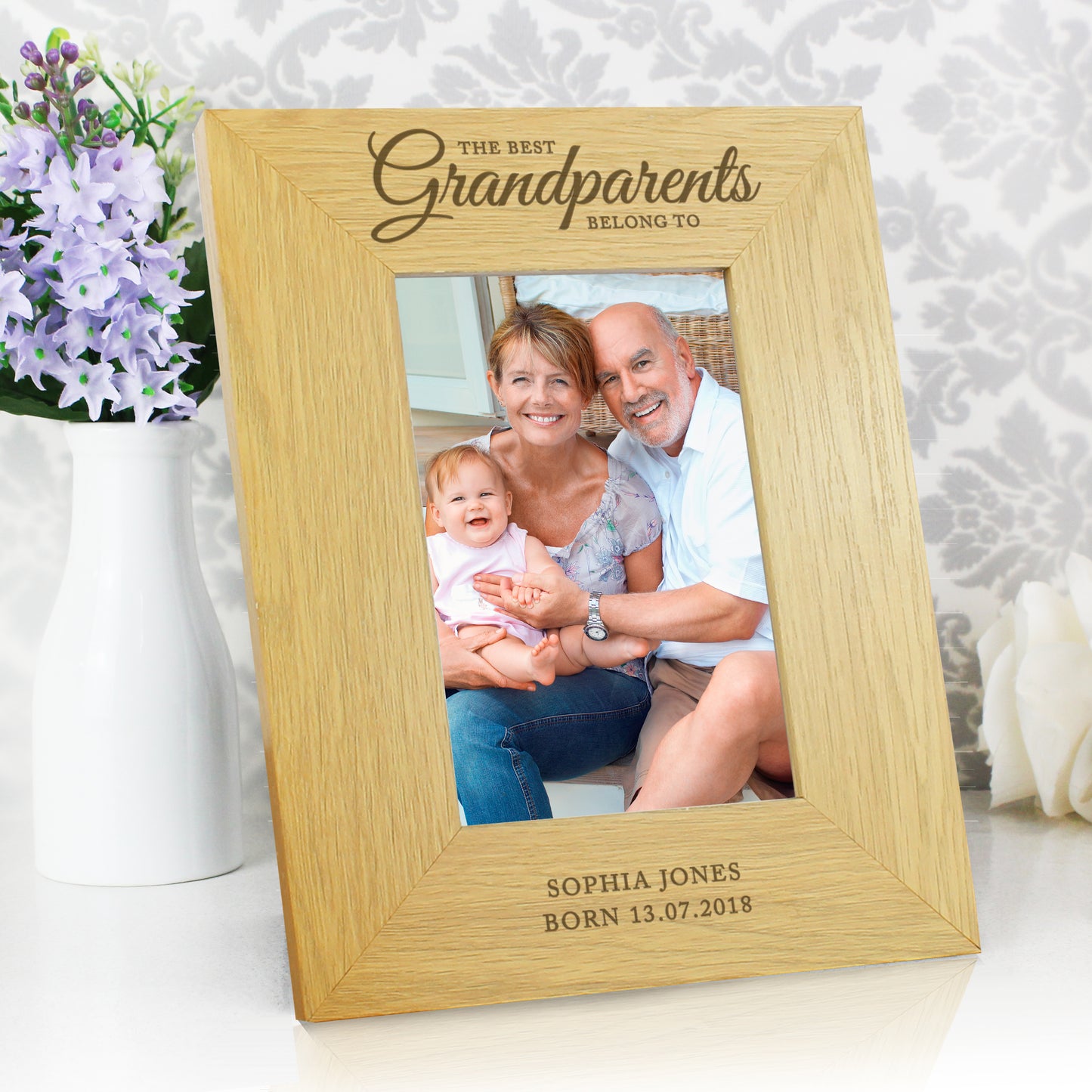 Personalised ""The Best Grandparents"" 4x6 Oak Finish Photo Frame - Personalise It!