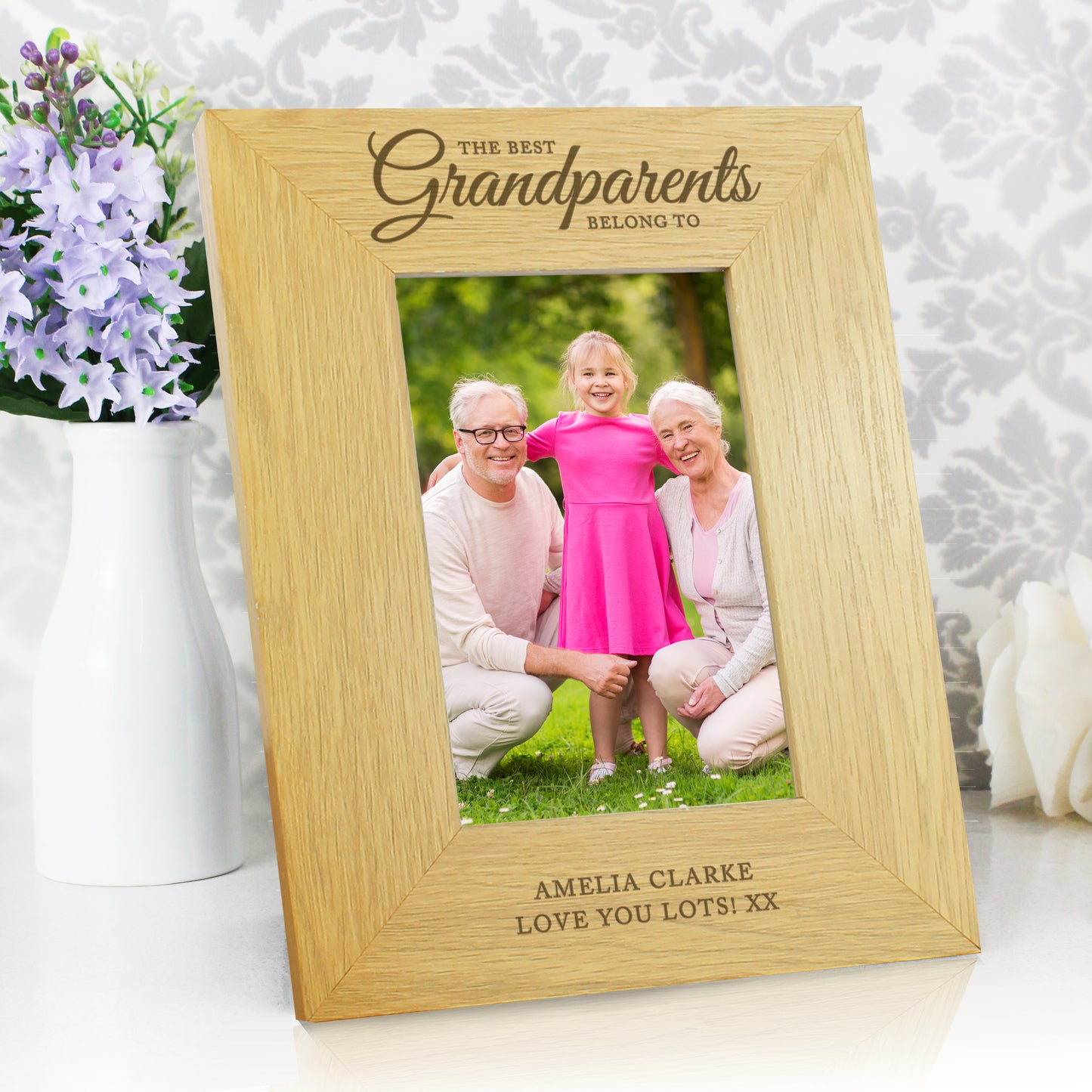 Personalised ""The Best Grandparents"" 4x6 Oak Finish Photo Frame - Personalise It!