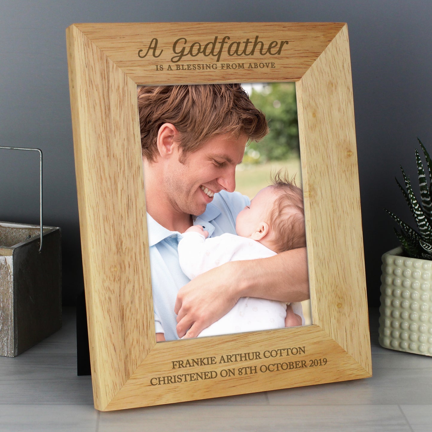 Personalised Godfather 5x7 Wooden Photo Frame - Personalise It!