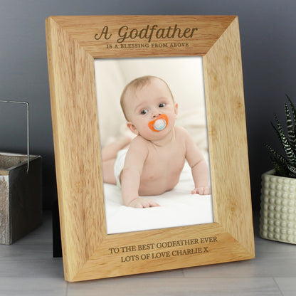 Personalised Godfather 5x7 Wooden Photo Frame - Personalise It!