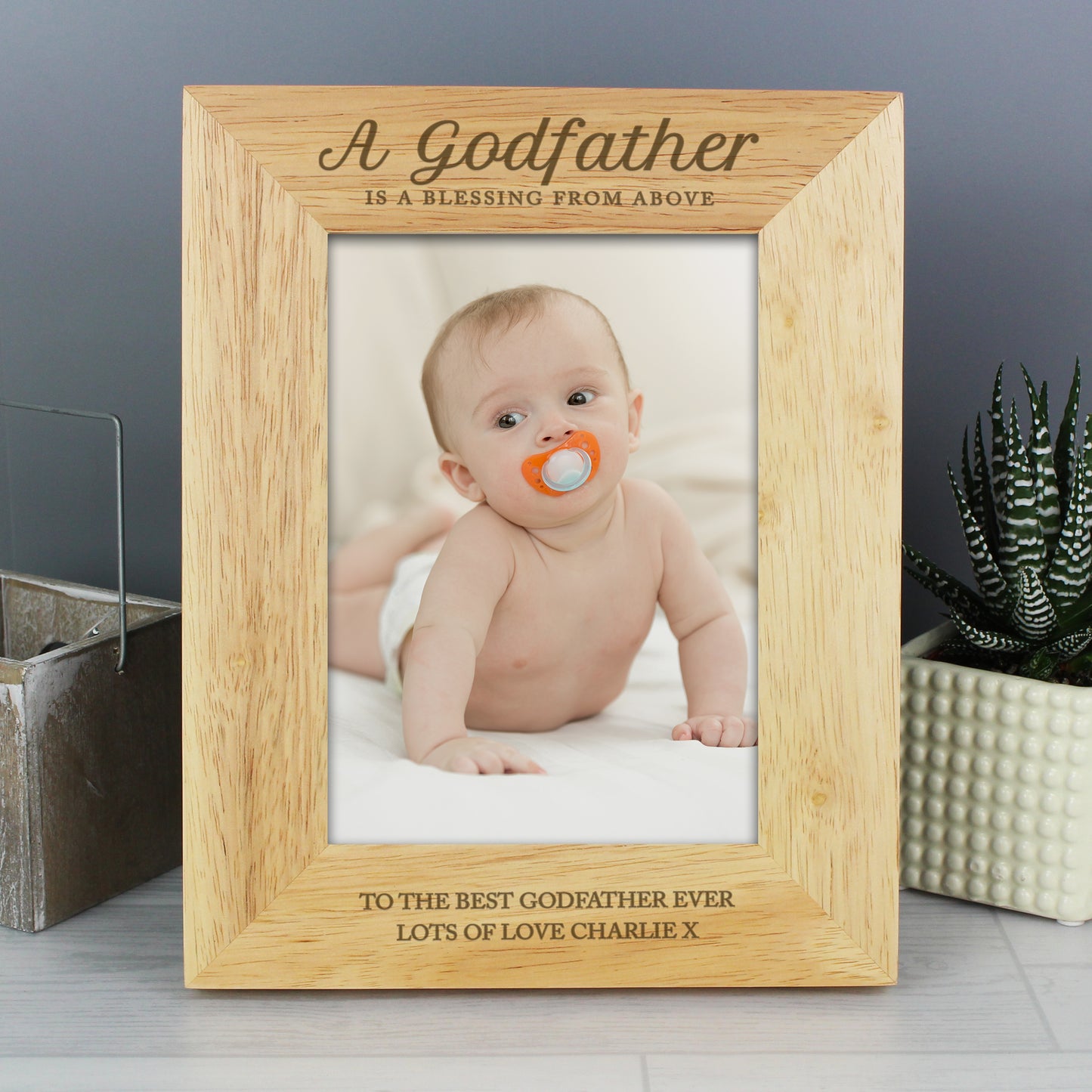 Personalised Godfather 5x7 Wooden Photo Frame - Personalise It!