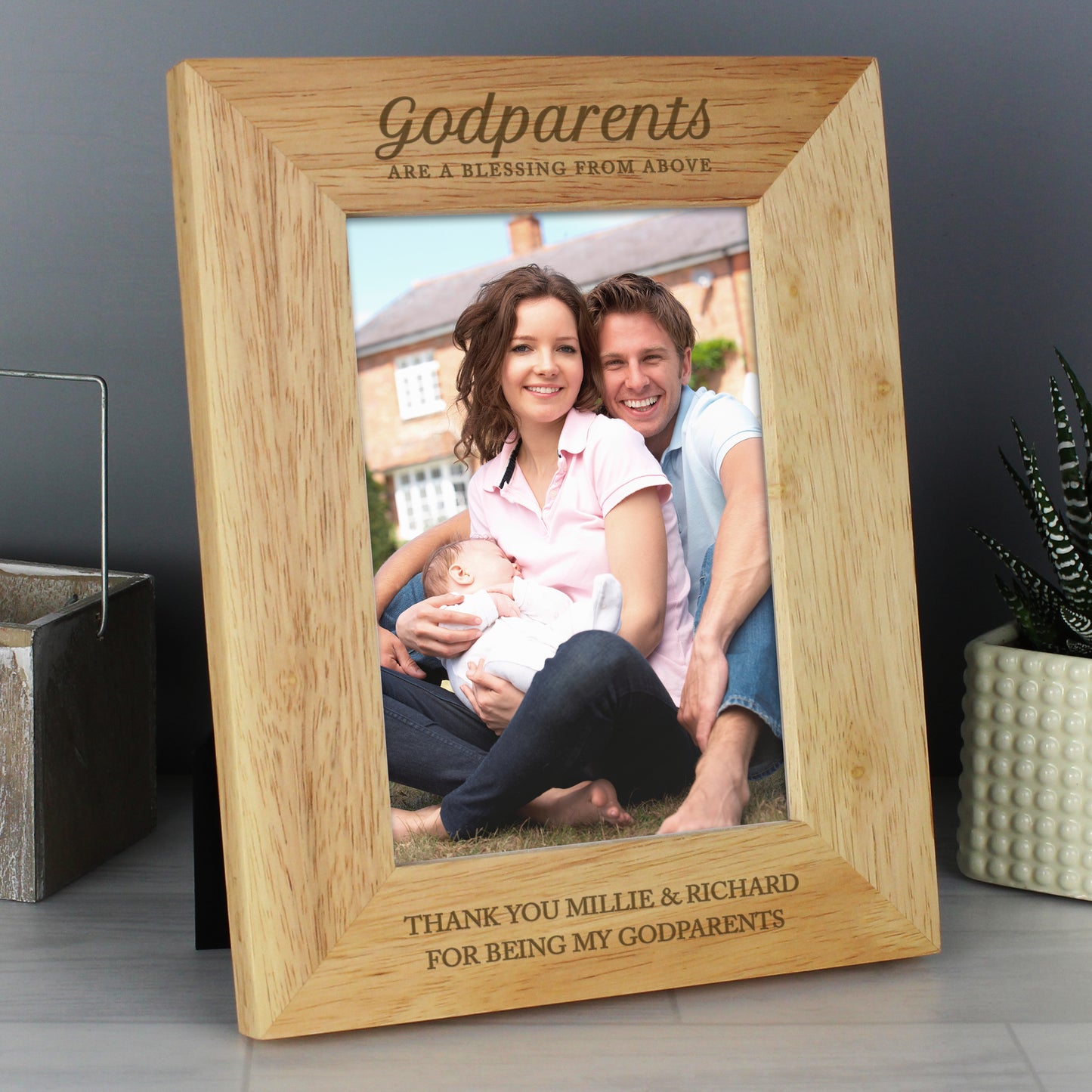 Personalised Godparents 5x7 Wooden Photo Frame - Personalise It!
