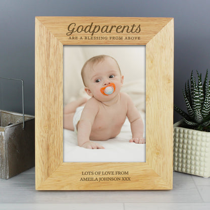 Personalised Godparents 5x7 Wooden Photo Frame - Personalise It!