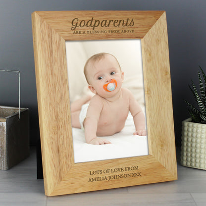 Personalised Godparents 5x7 Wooden Photo Frame - Personalise It!
