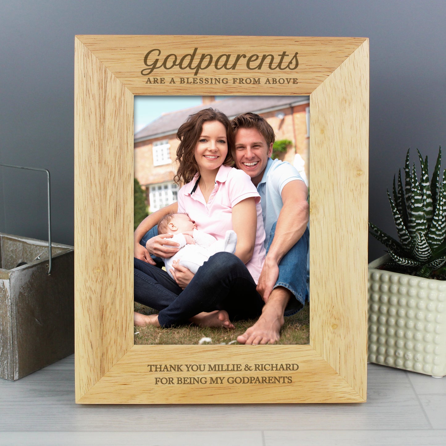 Personalised Godparents 5x7 Wooden Photo Frame - Personalise It!