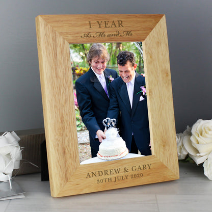 Personalised Anniversary 7x5 Wooden Photo Frame - Personalise It!