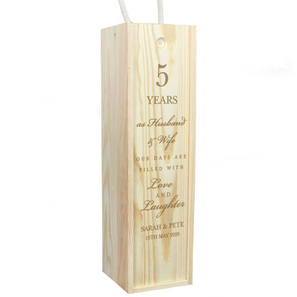 Personalised Anniversary Wooden Wine Bottle Box - Personalise It!