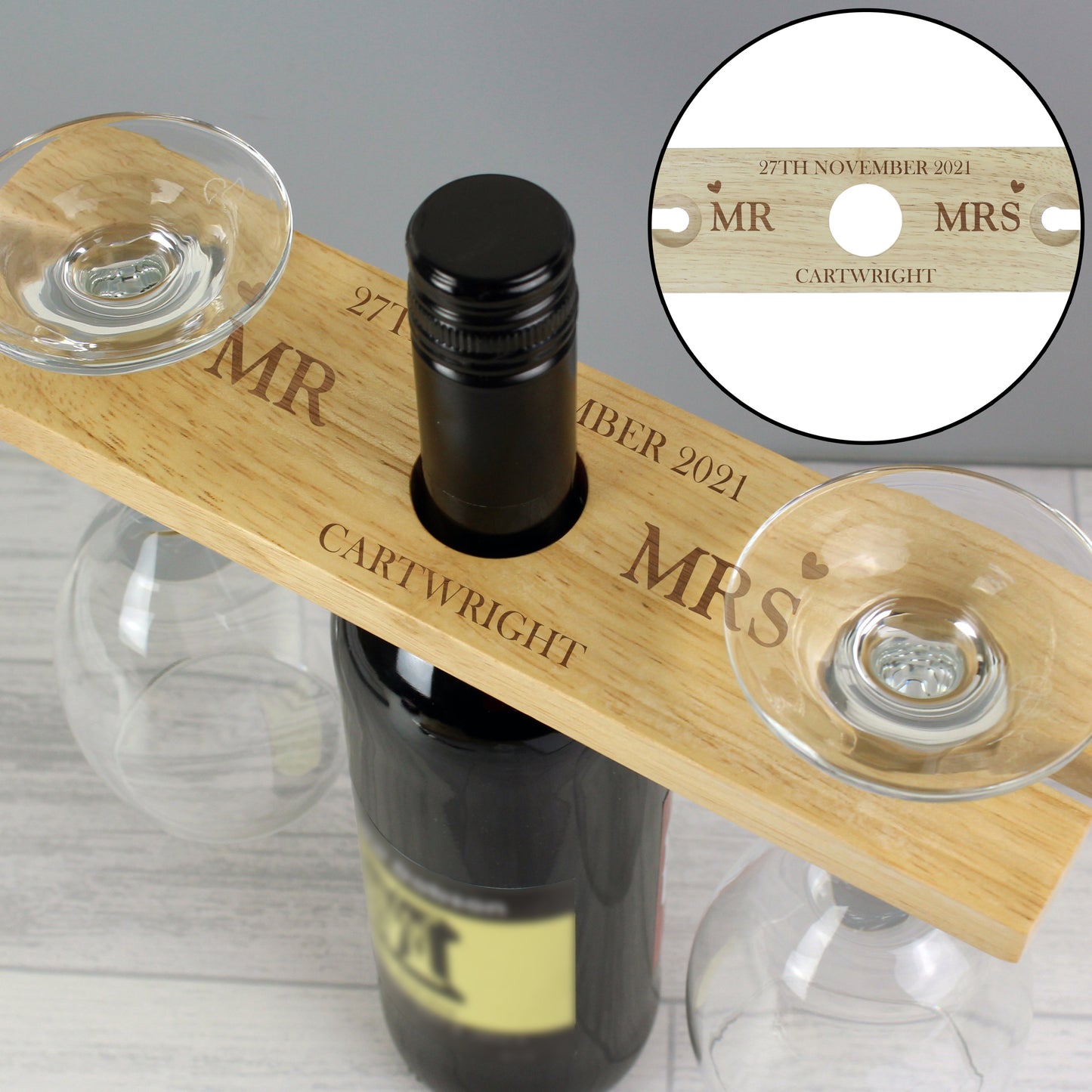 Personalised Married Couple Wine Glass & Bottle Butler - Personalise It!
