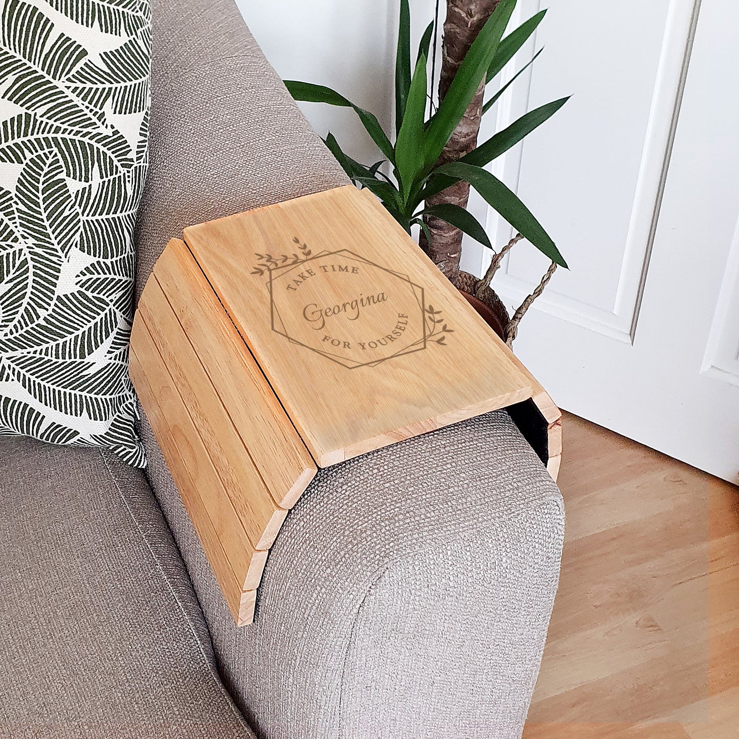 Personalised Take Time For Yourself Wooden Sofa Tray - Personalise It!