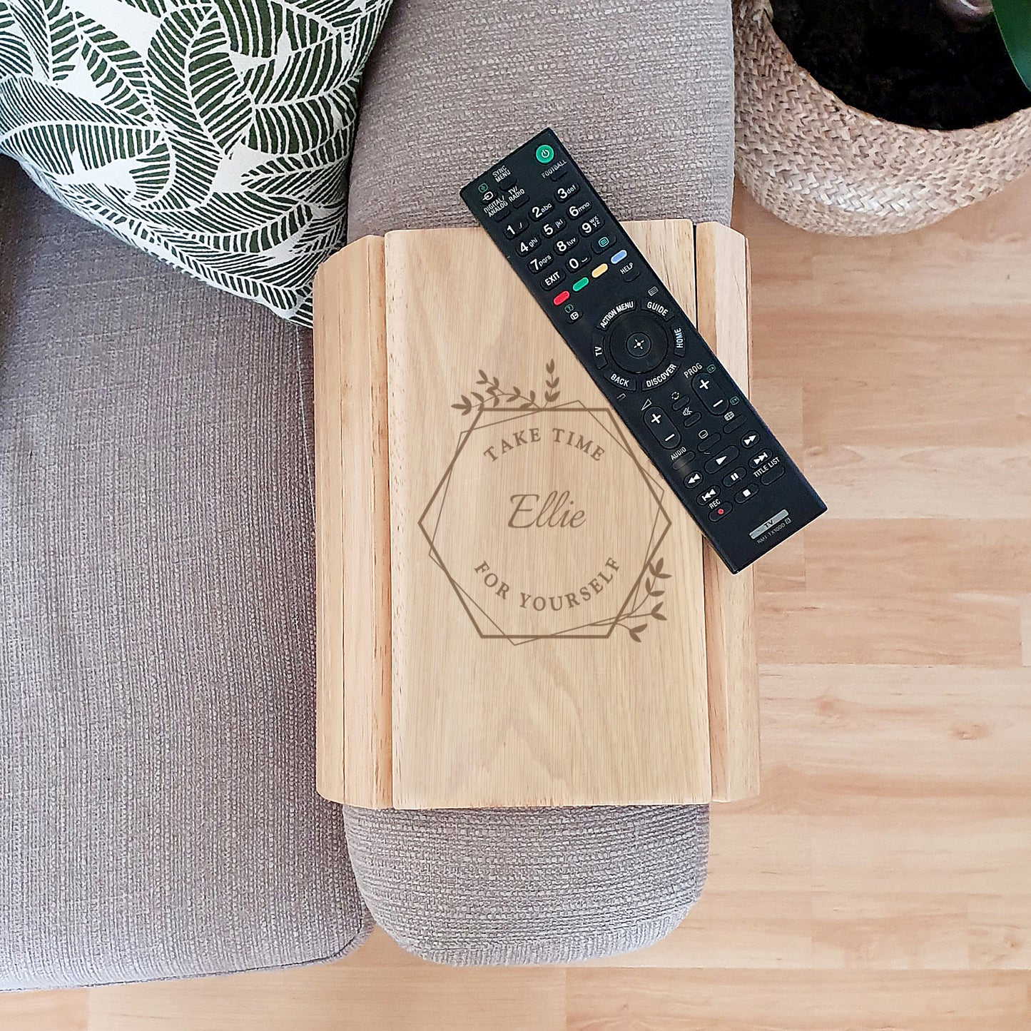 Personalised Take Time For Yourself Wooden Sofa Tray - Personalise It!