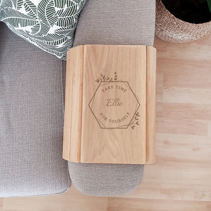 Personalised Take Time For Yourself Wooden Sofa Tray - Personalise It!
