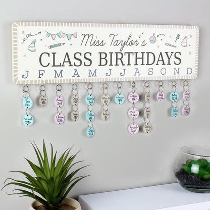 Personalised Classroom Office Birthday Planner Plaque with Customisable Discs - Personalise It!
