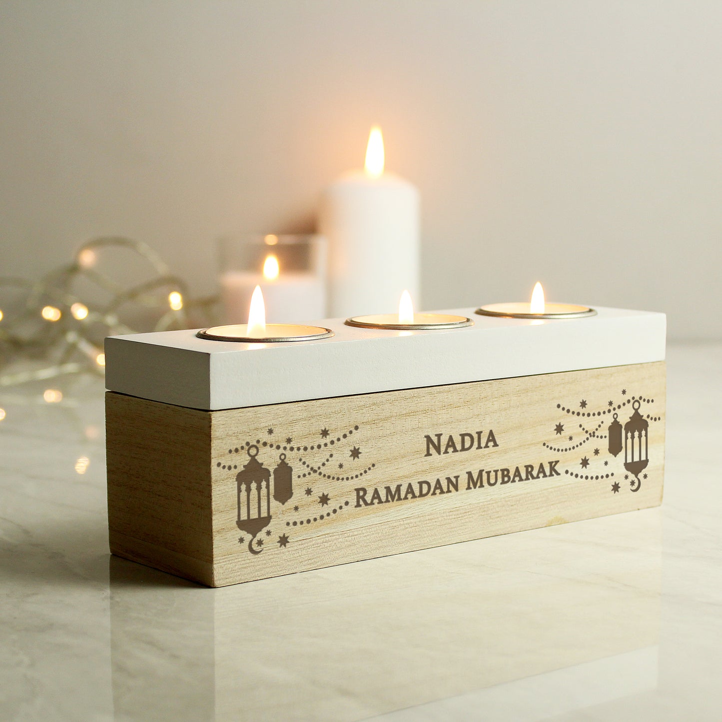 Personalised Eid Triple Tea Light Box - Personalise It!