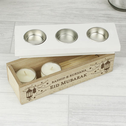 Personalised Eid Triple Tea Light Box - Personalise It!