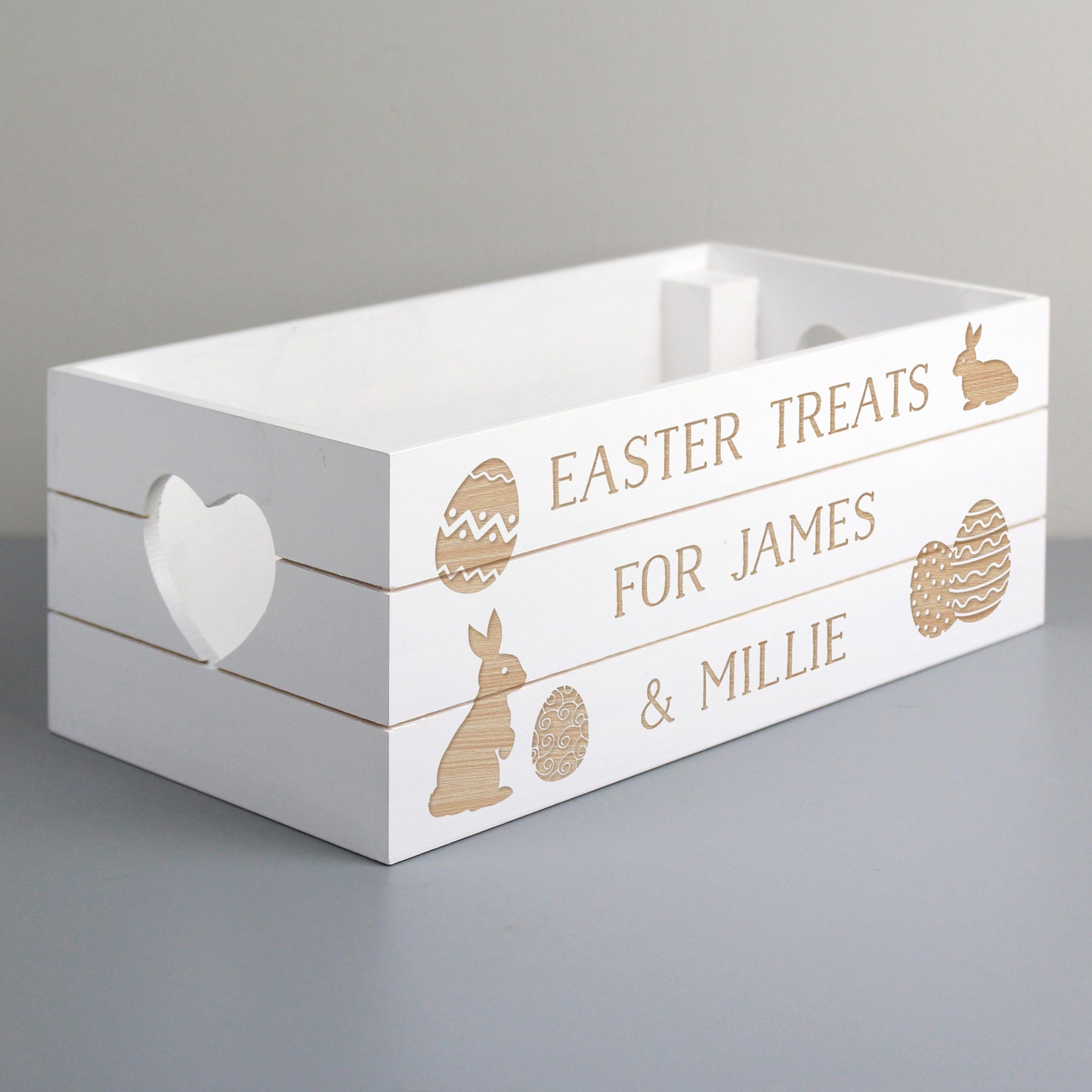 Personalised Easter Bunny White Wooden Crate - Personalise It!
