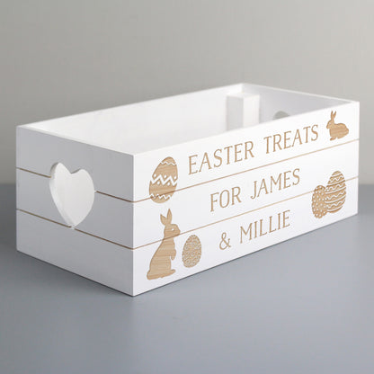 Personalised Easter Bunny White Wooden Crate - Personalise It!