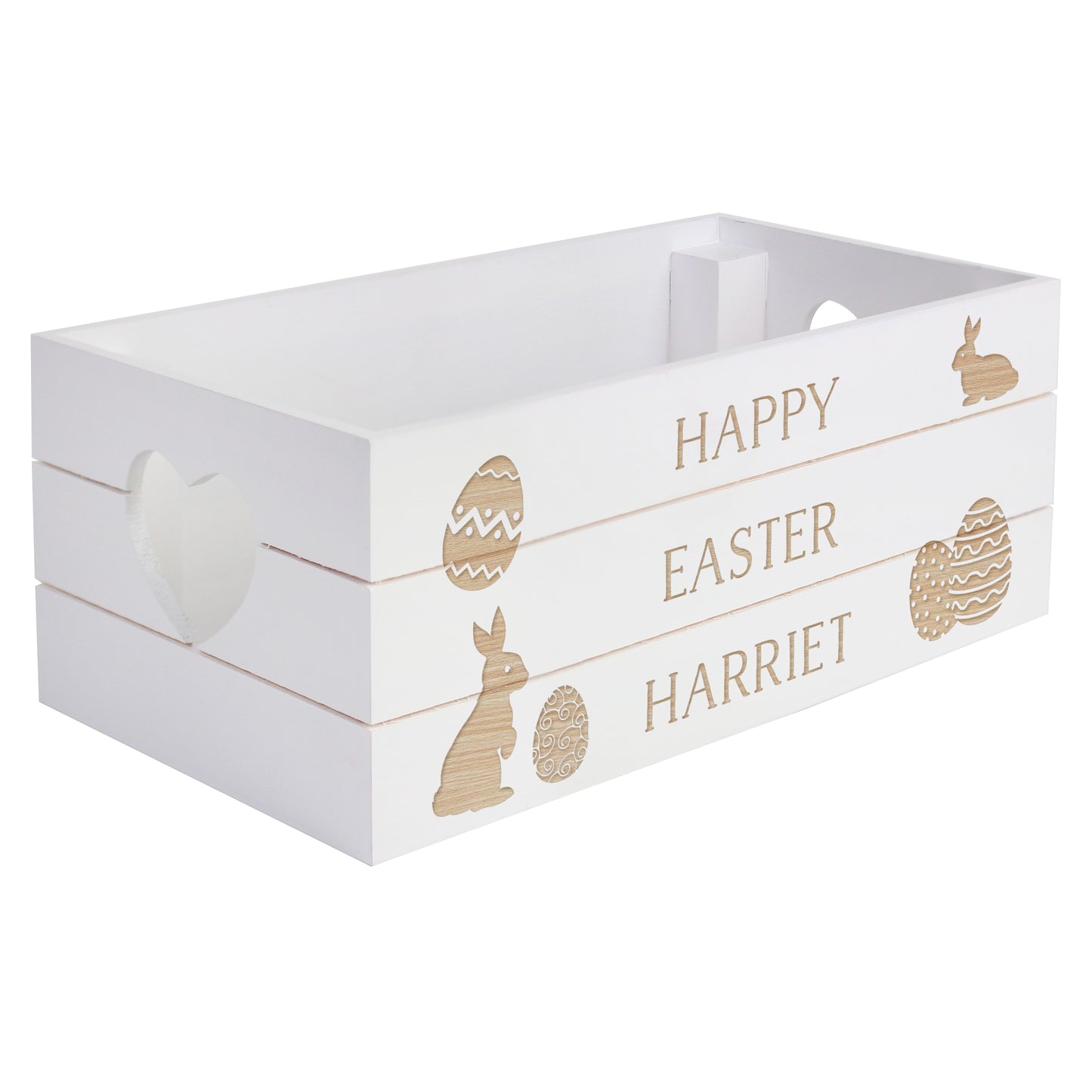 Personalised Easter Bunny White Wooden Crate - Personalise It!